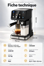 Caffelio Barista Black – Machine à espresso avec mousseur à lait automatique
