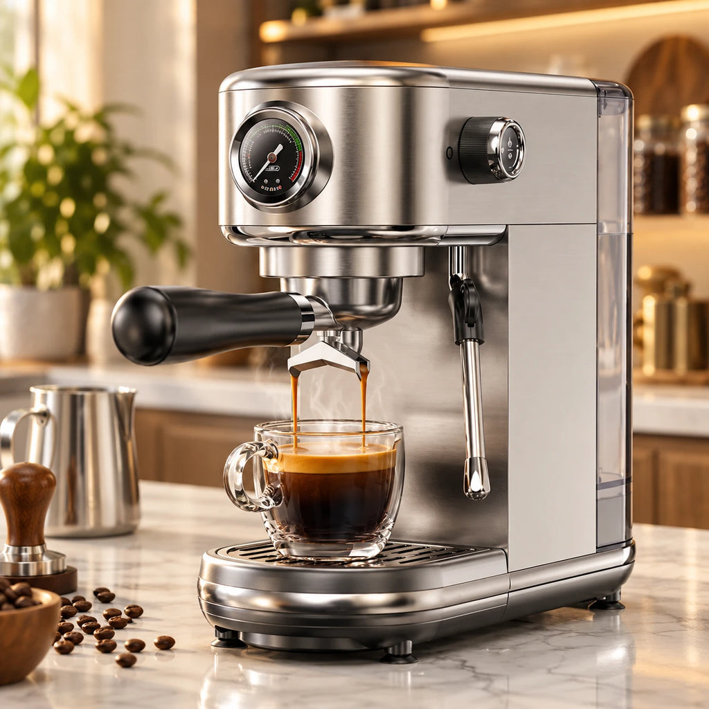 Caffelio Barista Pro Silver – Machine à espresso 20 bars avec manomètre