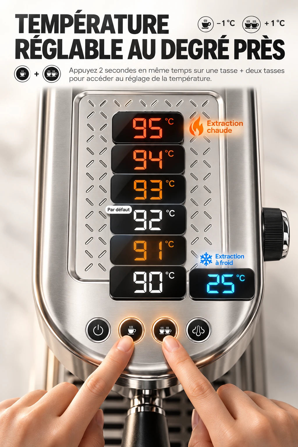 Caffelio Barista Pro Silver – Machine à espresso 20 bars avec manomètre
