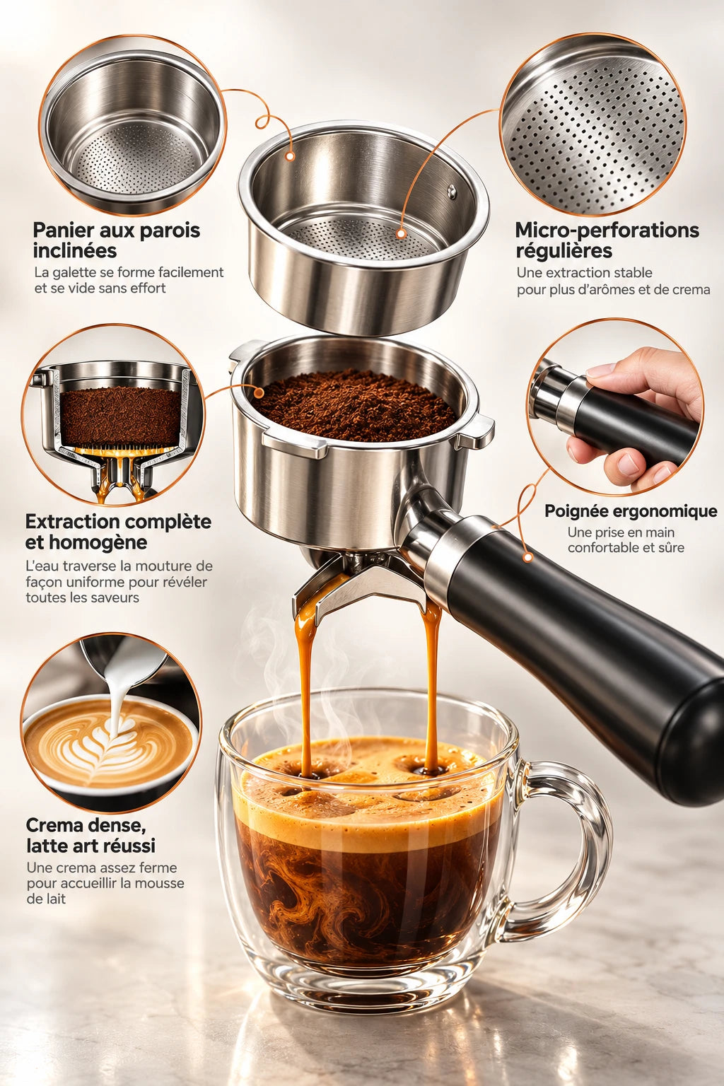 Caffelio Barista Pro Silver – Machine à espresso 20 bars avec manomètre