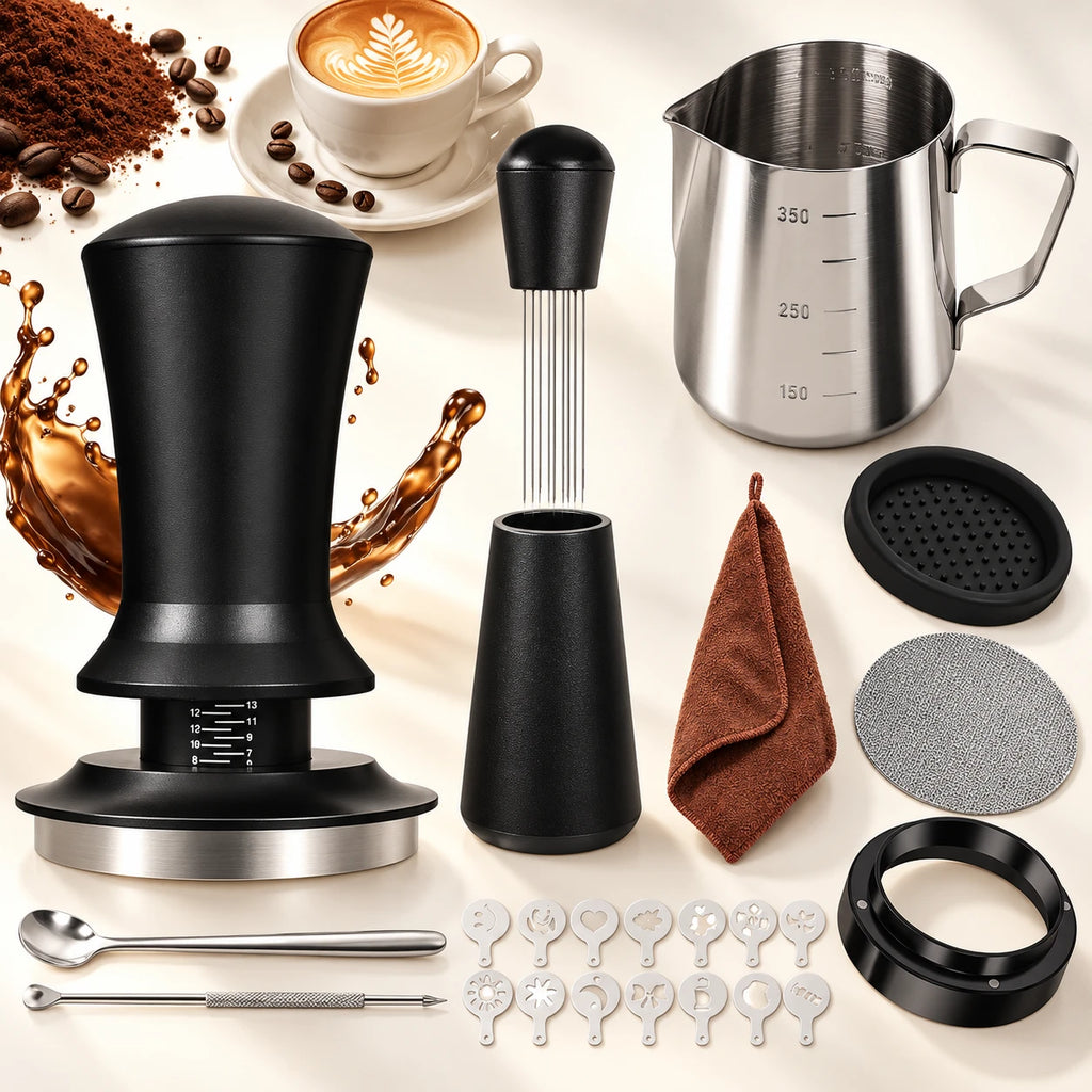 Caffelio BaristaKit Black – Kit d'accessoires barista 10 pièces 51 mm