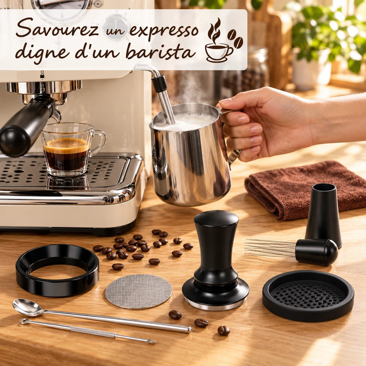 Caffelio BaristaKit Black – Kit d'accessoires barista 10 pièces 51 mm