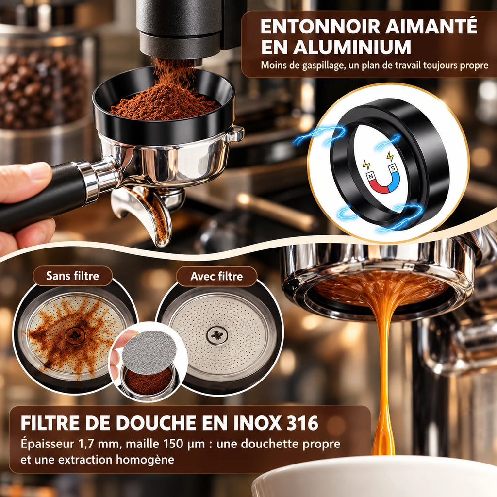 Caffelio BaristaKit Black – Kit d'accessoires barista 10 pièces 51 mm