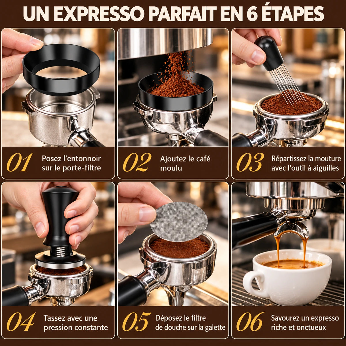 Caffelio BaristaKit Black – Kit d'accessoires barista 10 pièces 51 mm