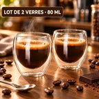 Caffelio DuoGlass Clear – Tasses à espresso double paroi en verre 80 ml