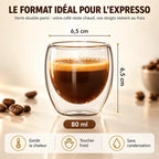 Caffelio DuoGlass Clear – Tasses à espresso double paroi en verre 80 ml