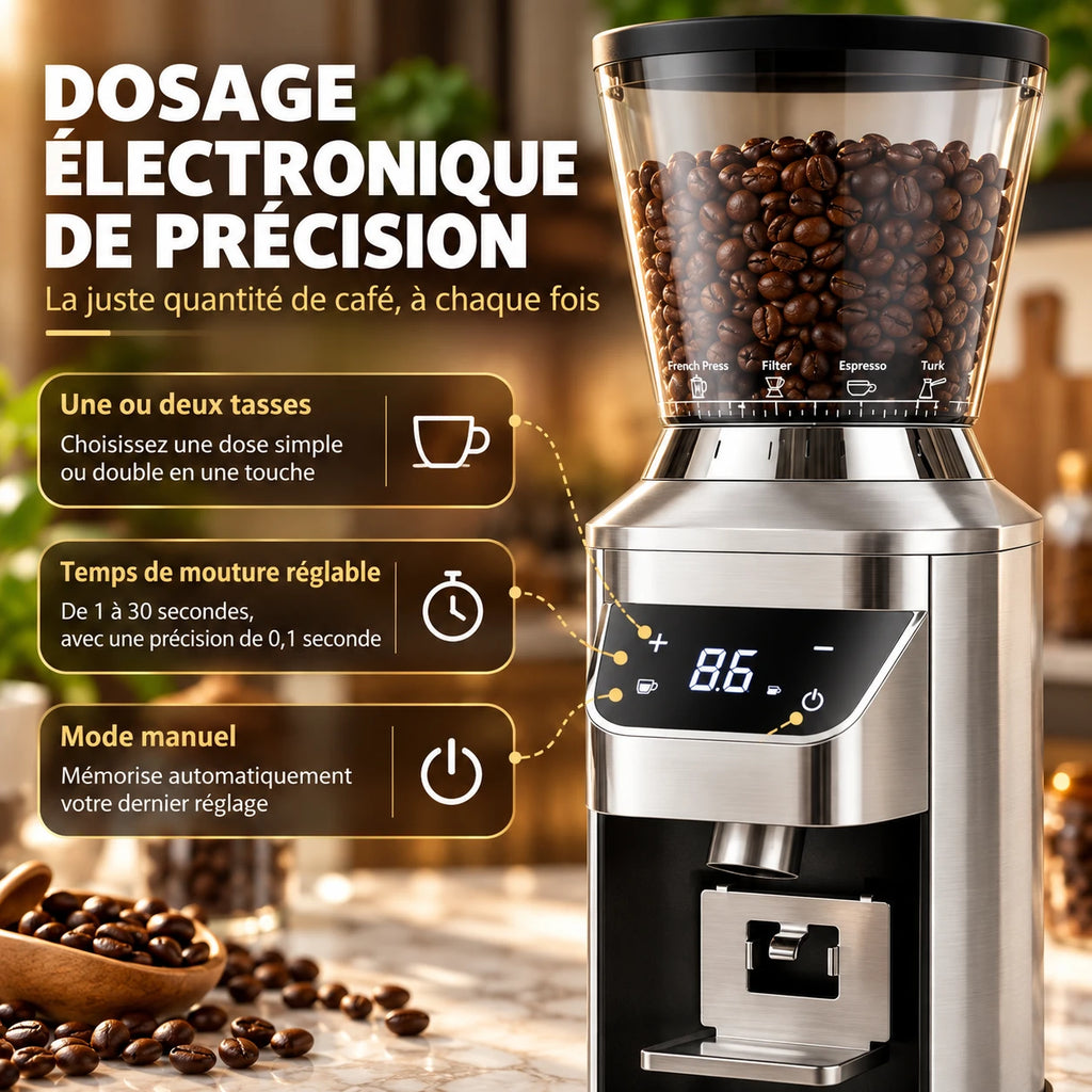 Caffelio Grind Silver – Moulin à café électrique à meule conique