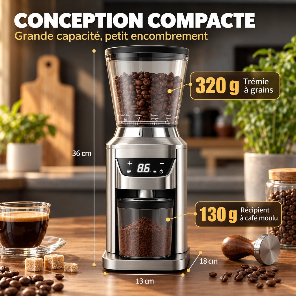 Caffelio Grind Silver – Moulin à café électrique à meule conique