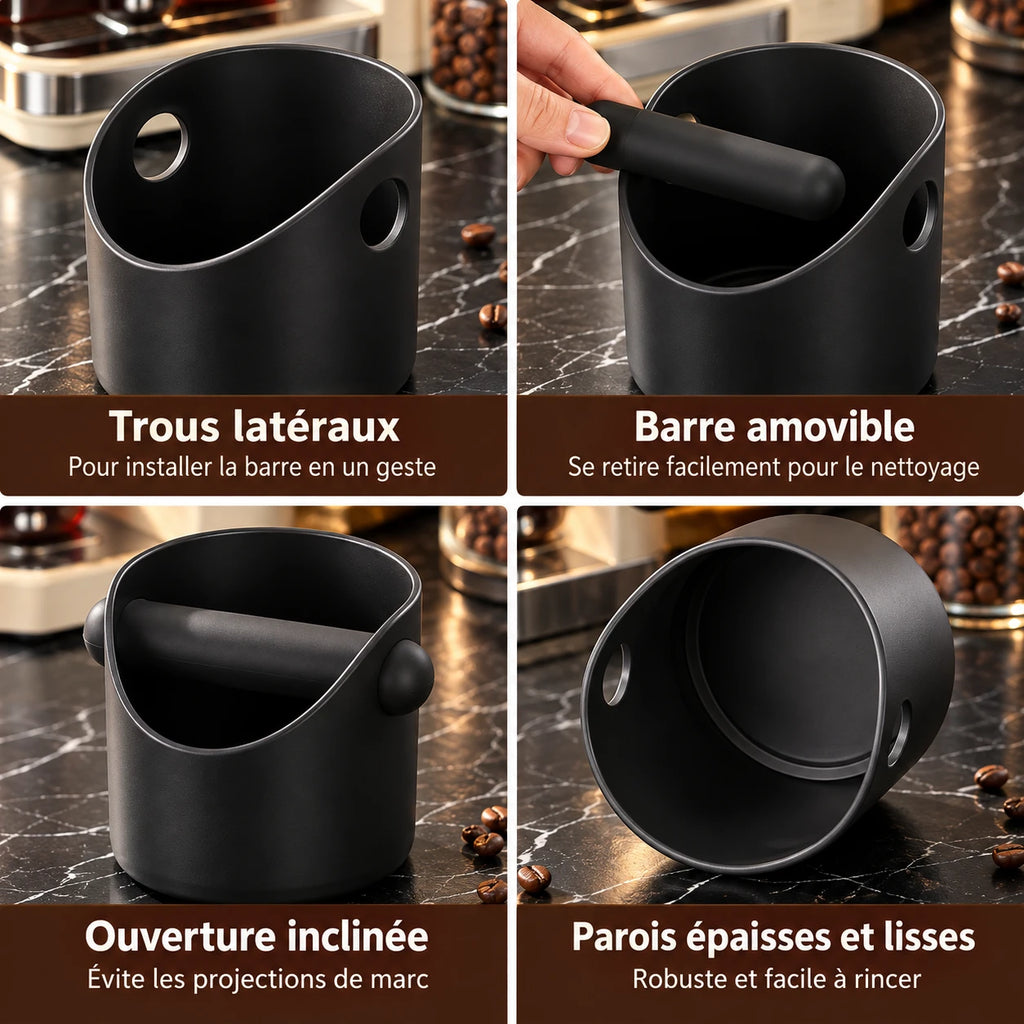 Caffelio KnockBox Black – Bac à marc de café pour porte-filtre