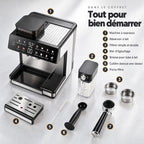 Caffelio Maestro Black – Machine à espresso avec broyeur intégré et mousseur automatique