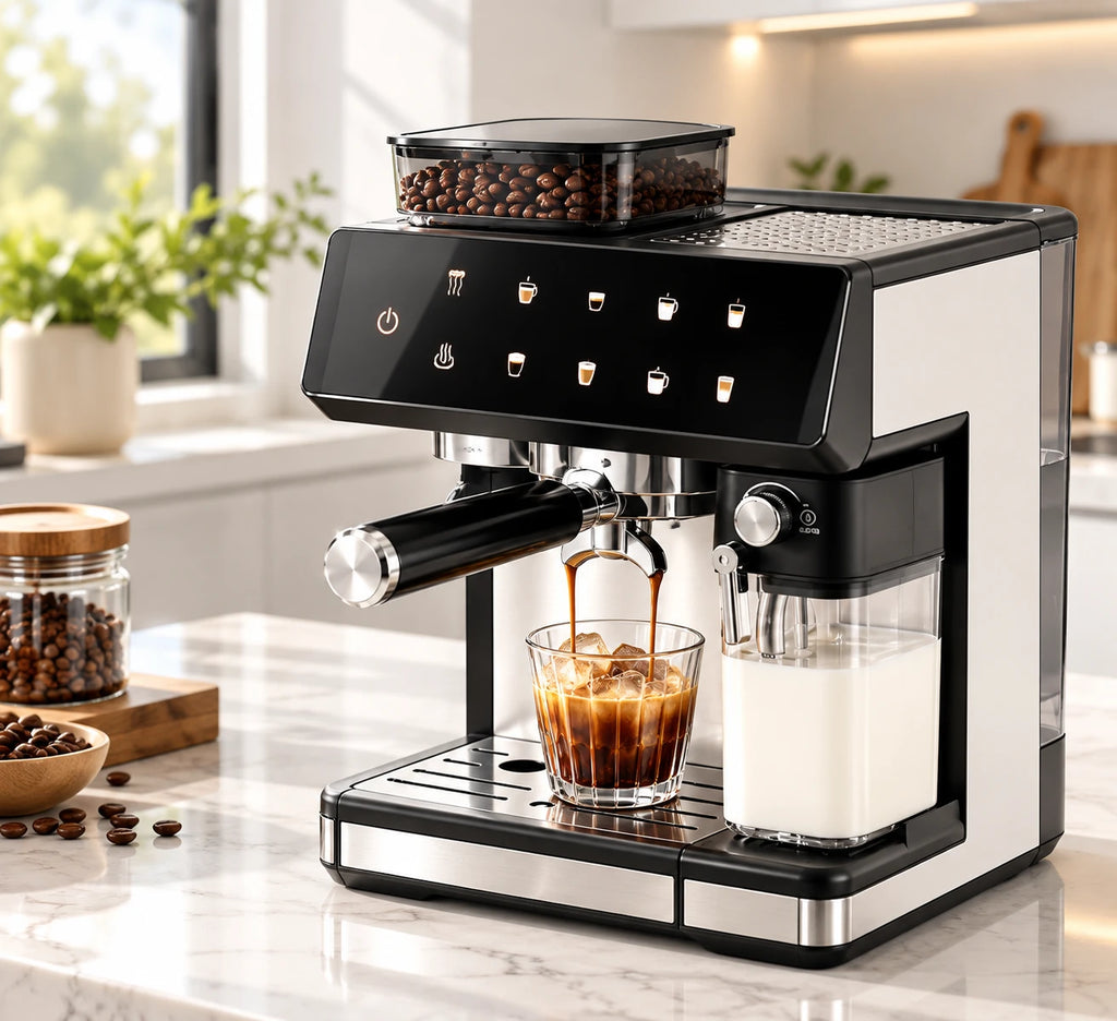 Caffelio Maestro Black – Machine à espresso avec broyeur intégré et mousseur automatique