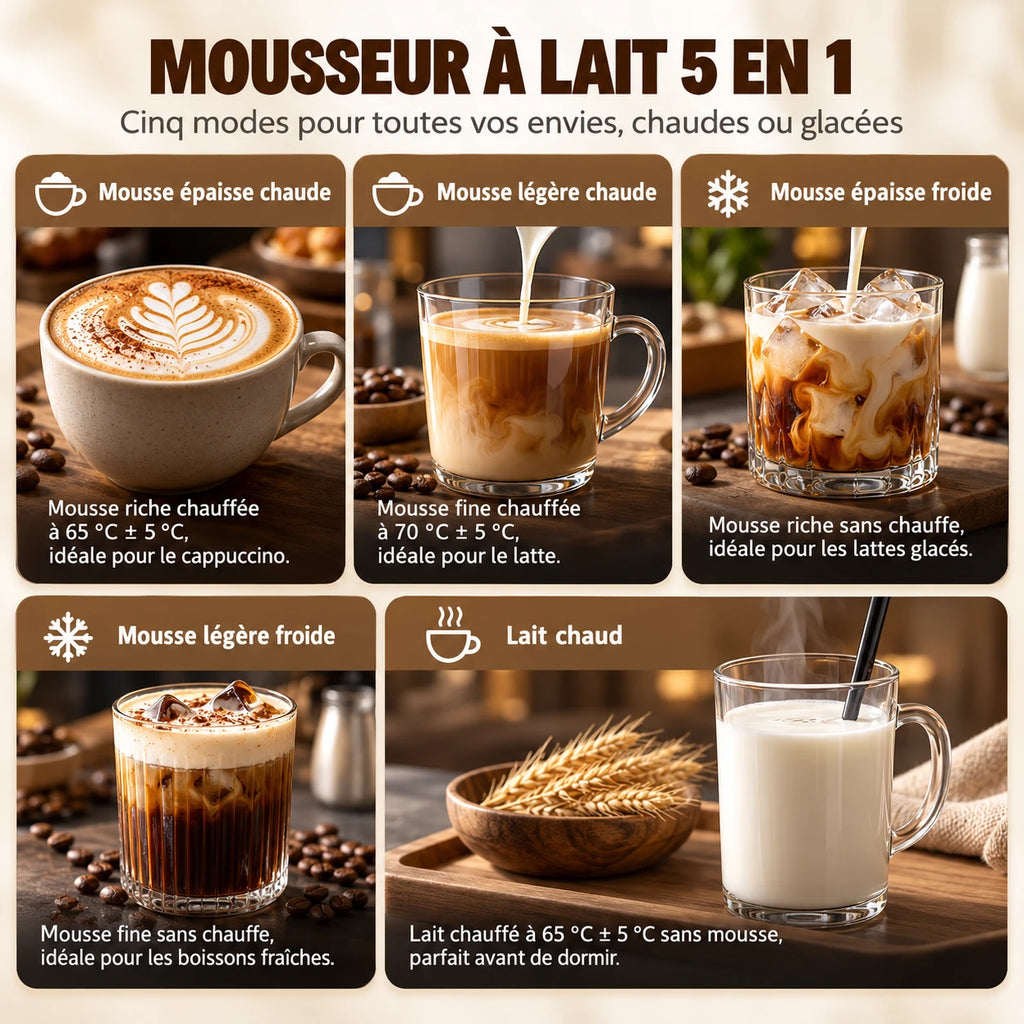 Caffelio Mousse Black – Mousseur à lait électrique 5 en 1