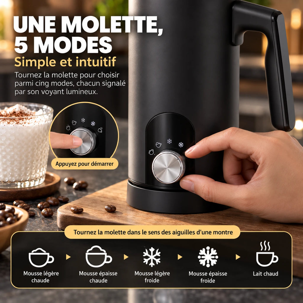 Caffelio Mousse Black – Mousseur à lait électrique 5 en 1