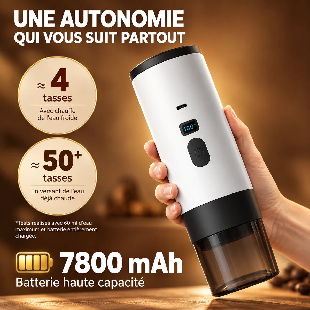 Caffelio Nomad Purple – Machine à espresso portable rechargeable
