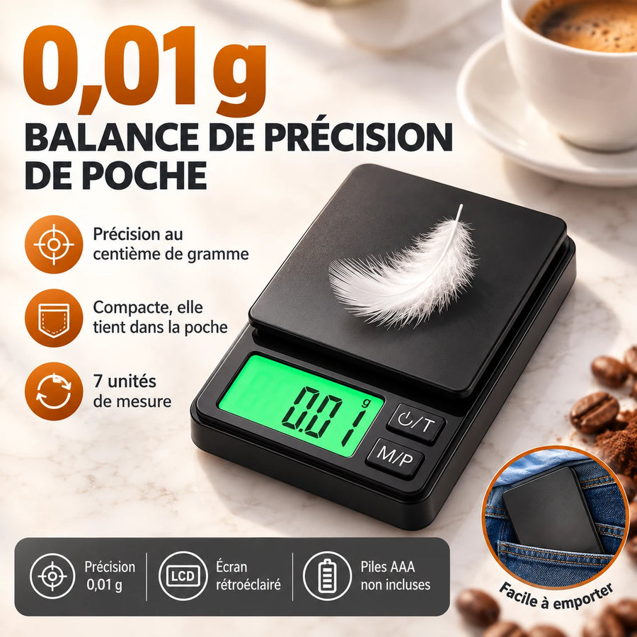 Caffelio PrecisionScale Black – Balance de précision 0,01 g pour café