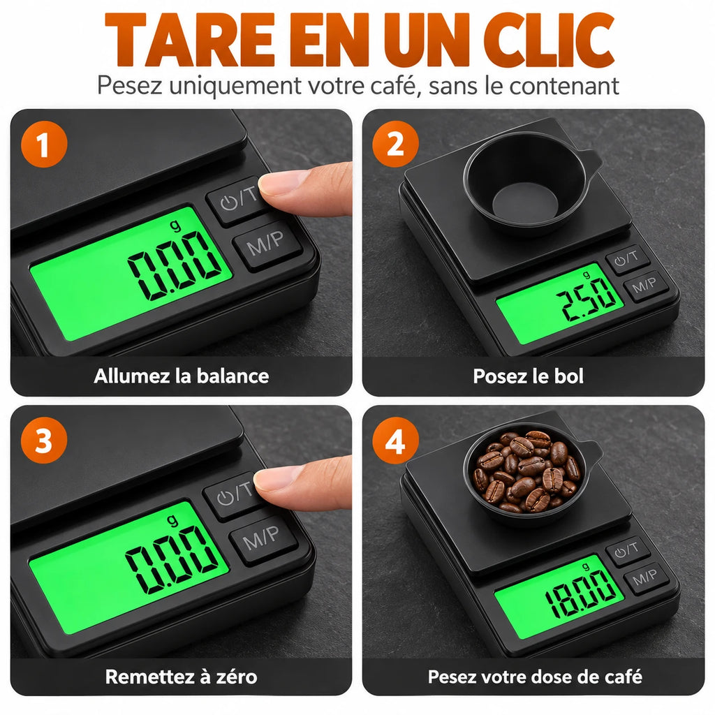 Caffelio PrecisionScale Black – Balance de précision 0,01 g pour café