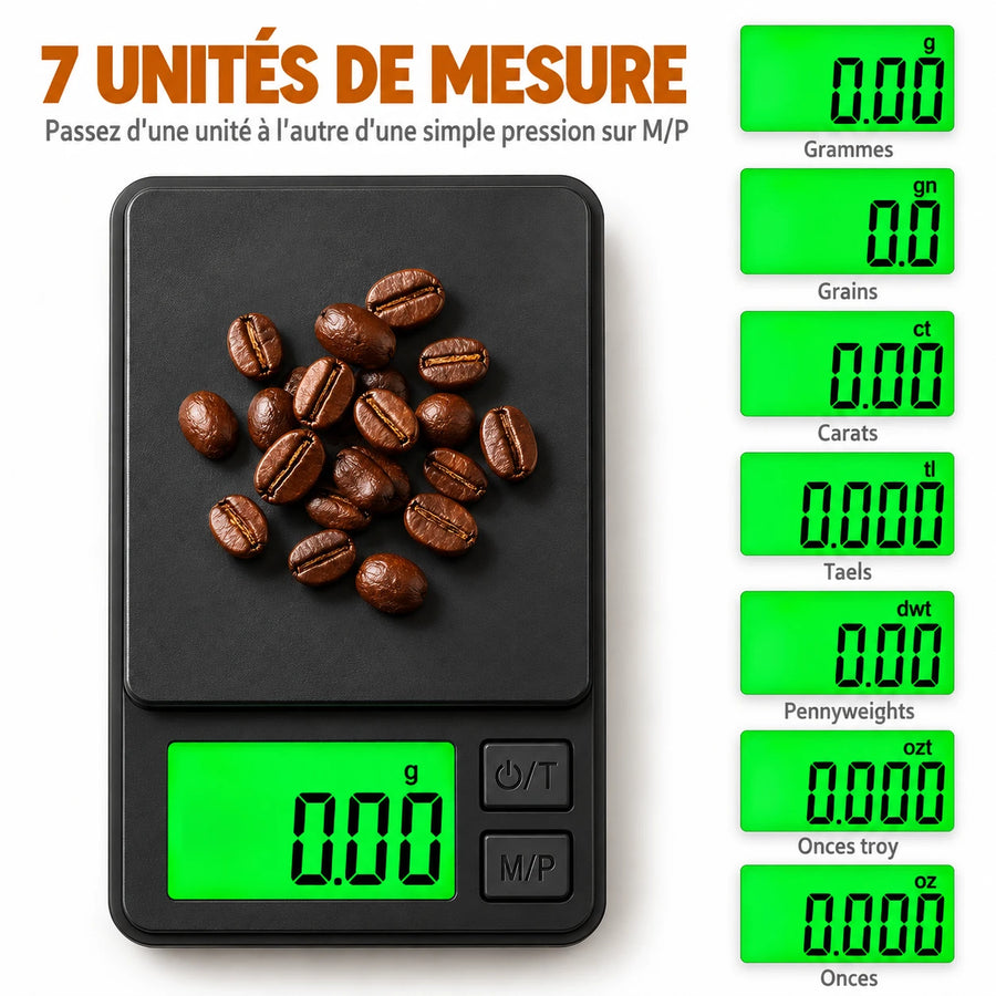 Caffelio PrecisionScale Black – Balance de précision 0,01 g pour café