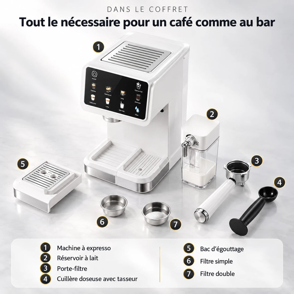Caffelio Barista White – Machine à espresso avec mousseur à lait automatique